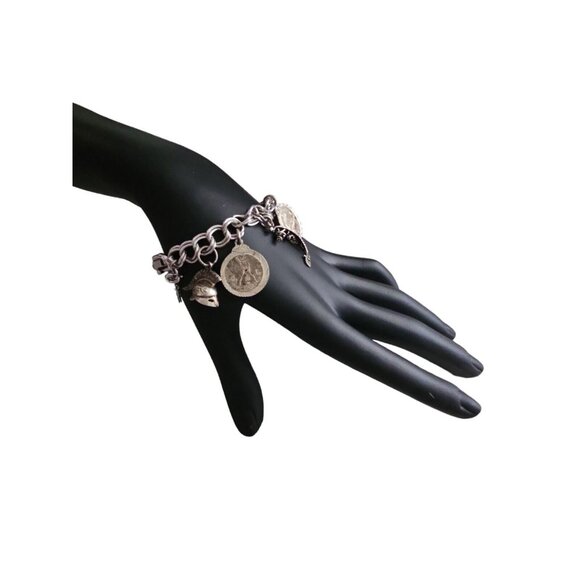 Vintage Monet Charm Bracelet With 11 Charms 800  Sterling 925 Silver 7" Marked - Picture 4 of 16